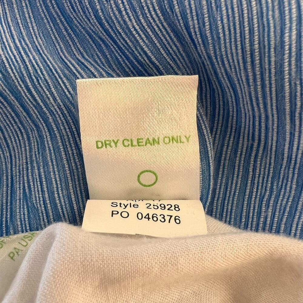 LILLY PULITZER Emmeline Dress Seersucker Lapis Blue Off One Shoulder Mini Sz S - Picture 9 of 9